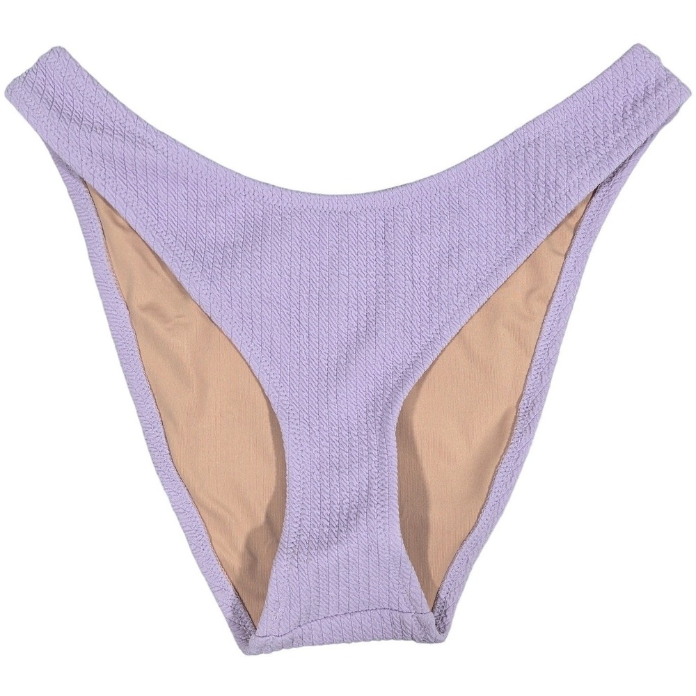 J. Crew Textured‎ curved-waist cheeky bikini bottom in Dusty Mauve S NWT